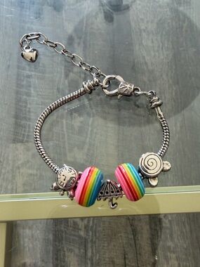 Kids Rainbow Charm Bracelet with Silver Accents